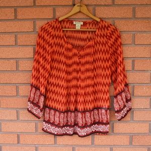 3/$20 Lucky Brand- Chevron Boho Style Top